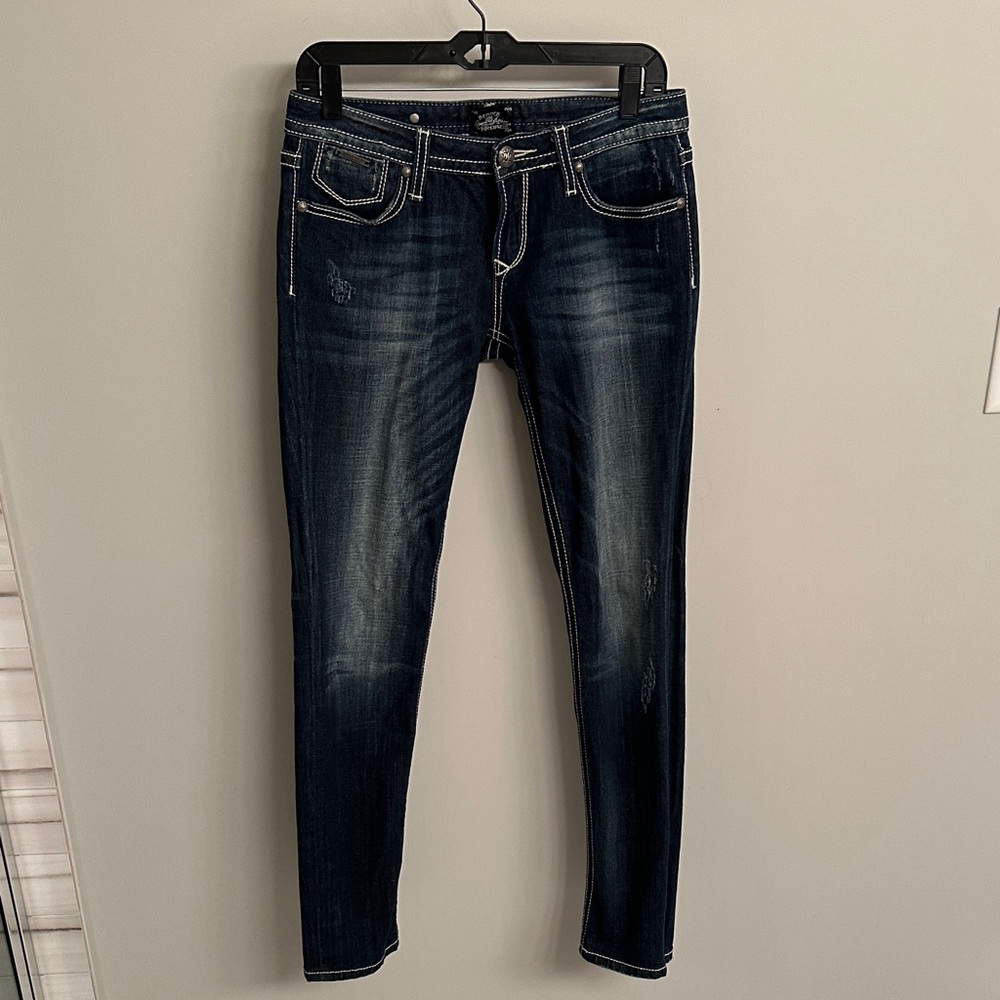 Express Rerock Women's Dark Blue Skinny Jeans